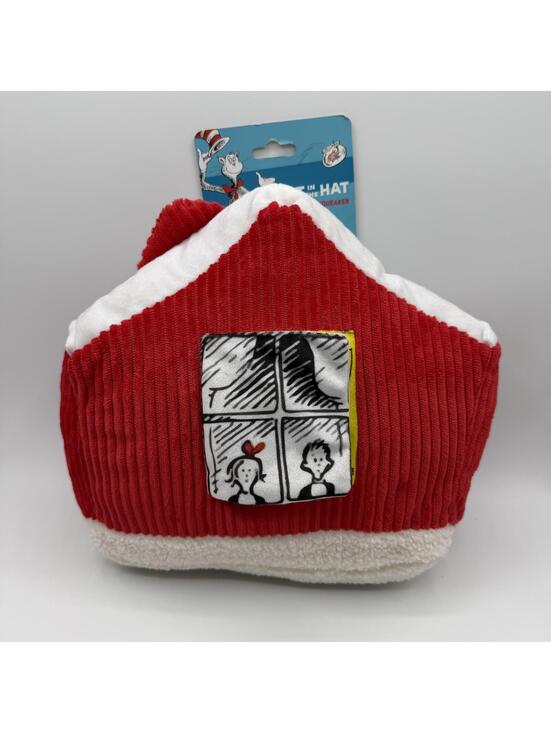 Dr. Seuss Other - Dr Seuss Cat in the Hat Plush Dog Toy with Squeaker House Red Corduroy Exterior